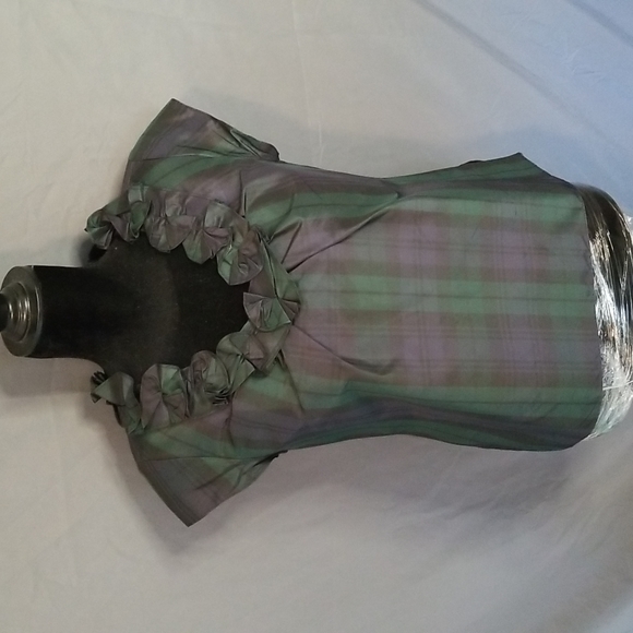 Talbots Tops - Talbots petites size 4 capsleeve blouse Scottish tartan pattern